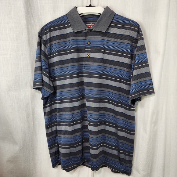 Supreme Blue and Gray Polo Shirt Casual Striped Design - Picture 1 of 3